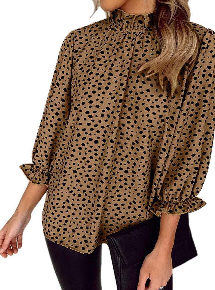 Gathered Dotted Blouse Top