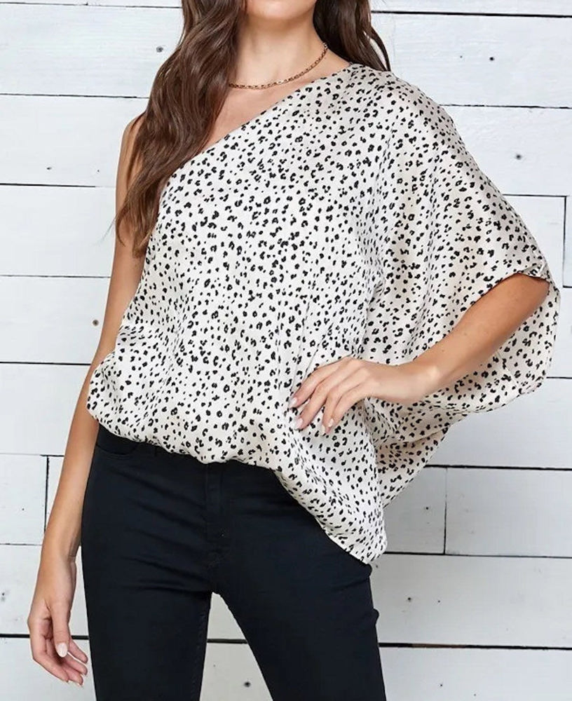 One Shoulder Spotted Top