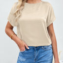 Small Apricot Solid Silky Tee Top