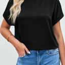 Small Black Solid Silky Tee Top