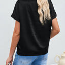 Small Black Solid Silky Tee Top