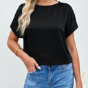 Small Black Solid Silky Tee Top