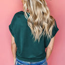 Small Green Solid Silky Tee Top