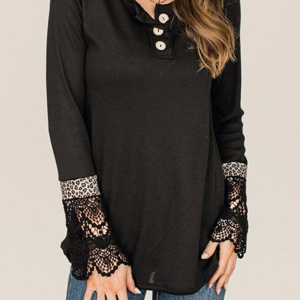 Delicate Lace Leopard Sleeve Top