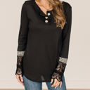  Delicate Lace Leopard Sleeve Top