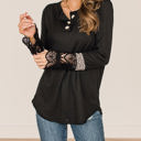  Delicate Lace Leopard Sleeve Top