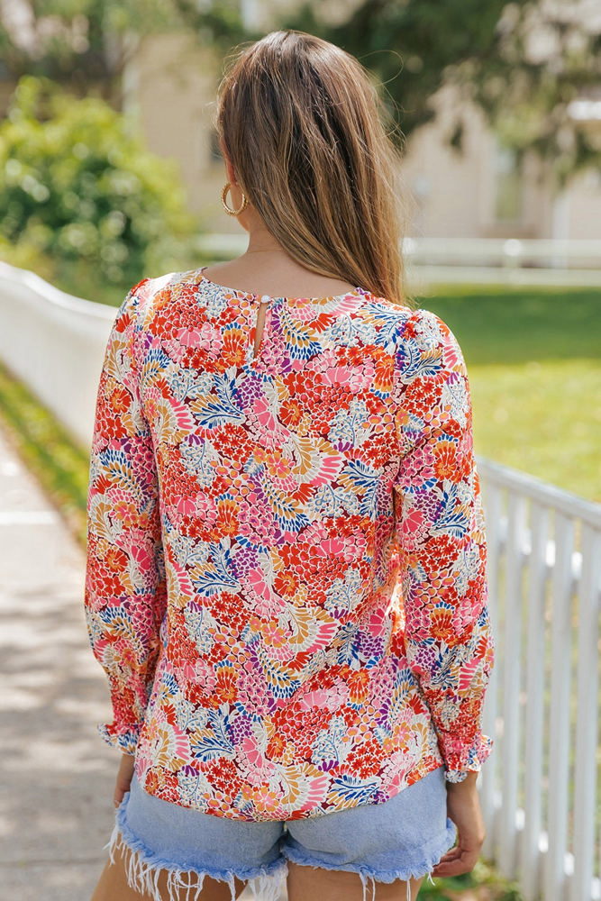 All Over Floral Print Long Sleeve Top