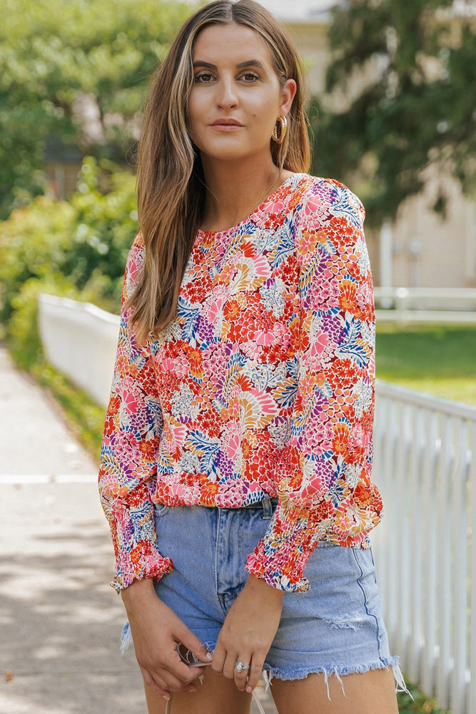 All Over Floral Print Long Sleeve Top