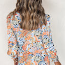 Large Blue All Over Floral Print Long Sleeve Top