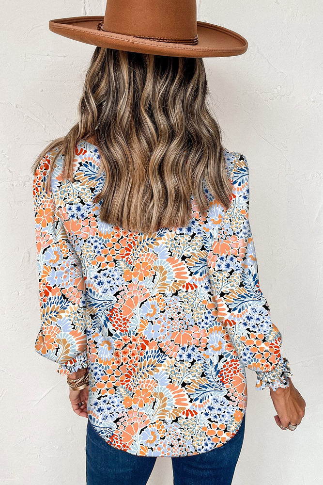 All Over Floral Print Long Sleeve Top