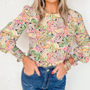 Large Yellow All Over Floral Print Long Sleeve Top