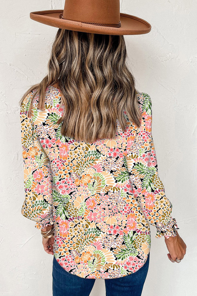 All Over Floral Print Long Sleeve Top