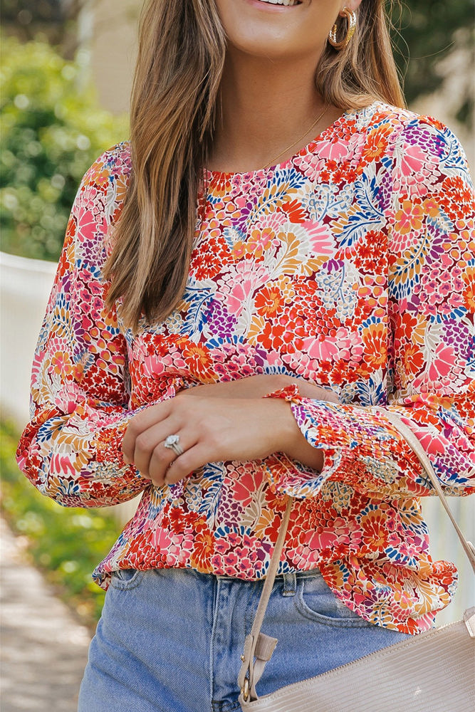 All Over Floral Print Long Sleeve Top