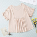 Medium Apricot Solid Ruffled Gathered Top