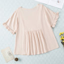 Medium Apricot Solid Ruffled Gathered Top