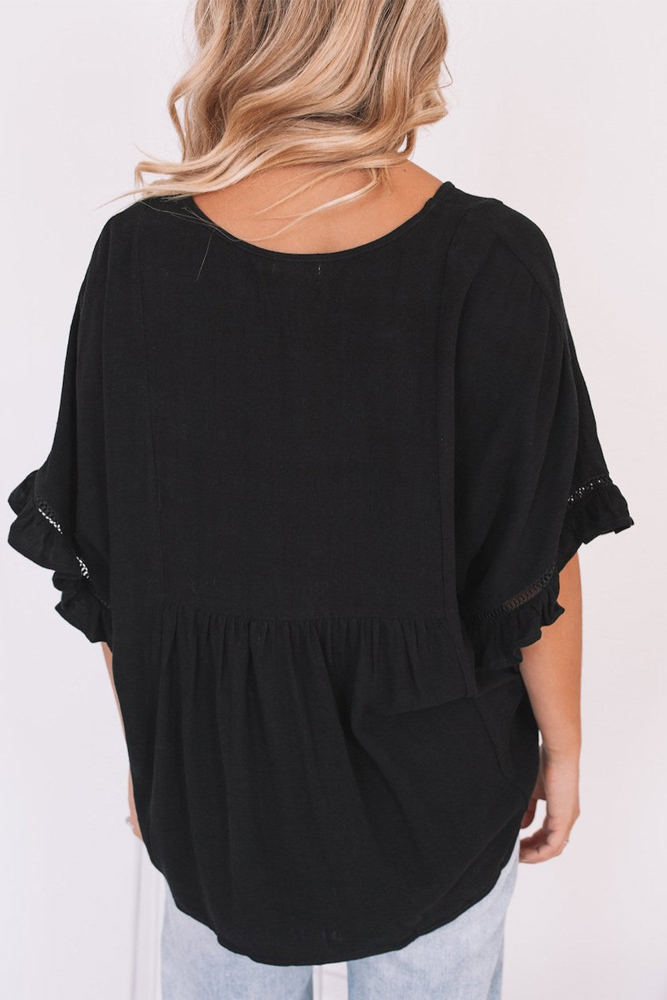 Solid Ruffled Gathered Top