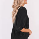 XXL Black Solid Ruffled Gathered Top