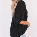 XXL Black Solid Ruffled Gathered Top