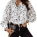  Tie Neck Spotted Blouse