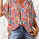  V Neck Draped Floral Top