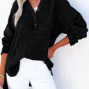  Crinkled Cotton Long Sleeve Top