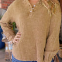  Crinkled Cotton Long Sleeve Top