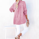  Crinkled Cotton Long Sleeve Top