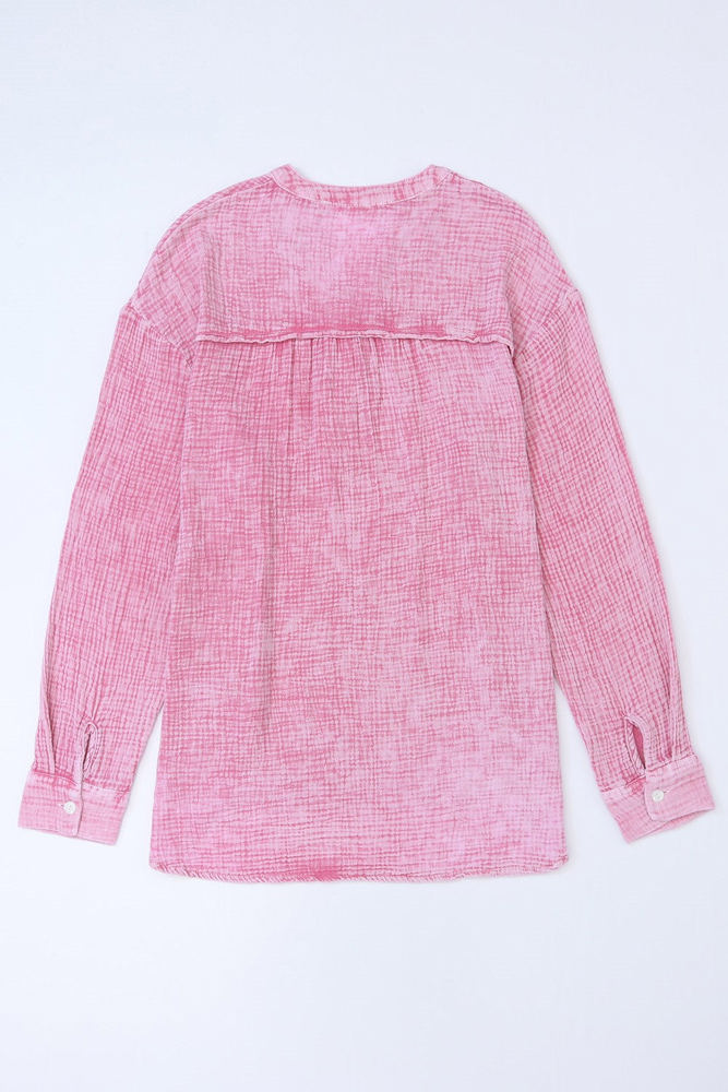 Crinkled Cotton Long Sleeve Top