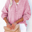 Small Pink Crinkled Cotton Long Sleeve Top