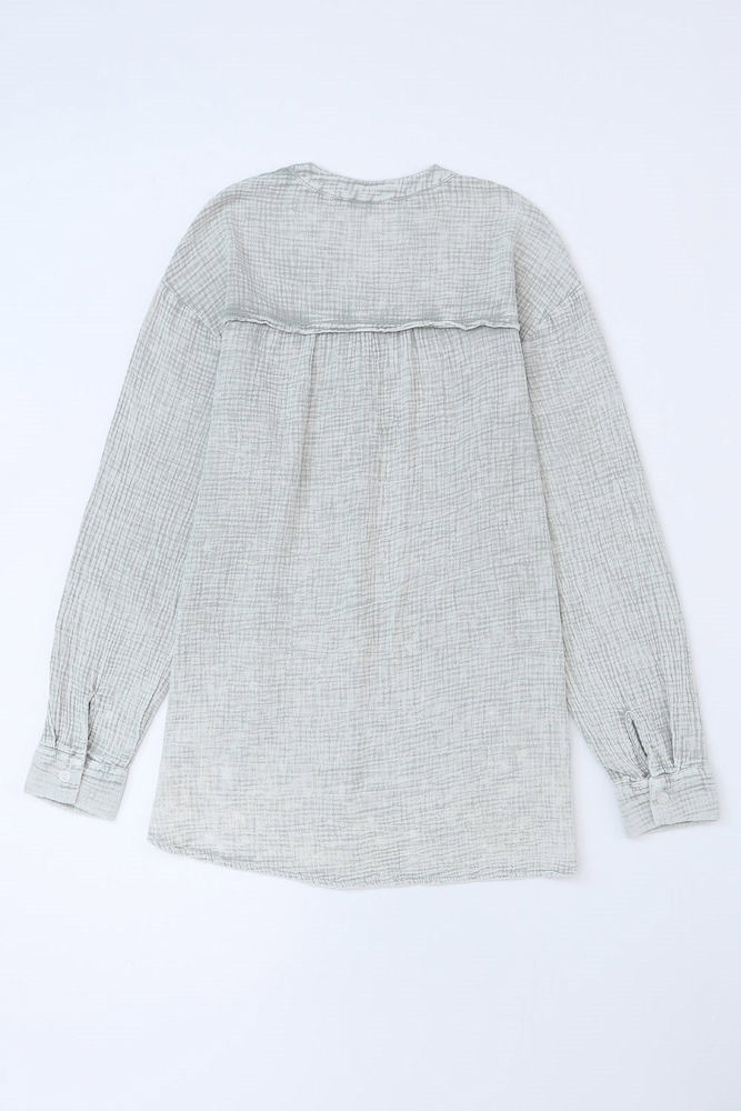 Crinkled Cotton Long Sleeve Top