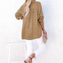 Small Brown Crinkled Cotton Long Sleeve Top