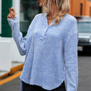 Small Blue Crinkled Cotton Long Sleeve Top