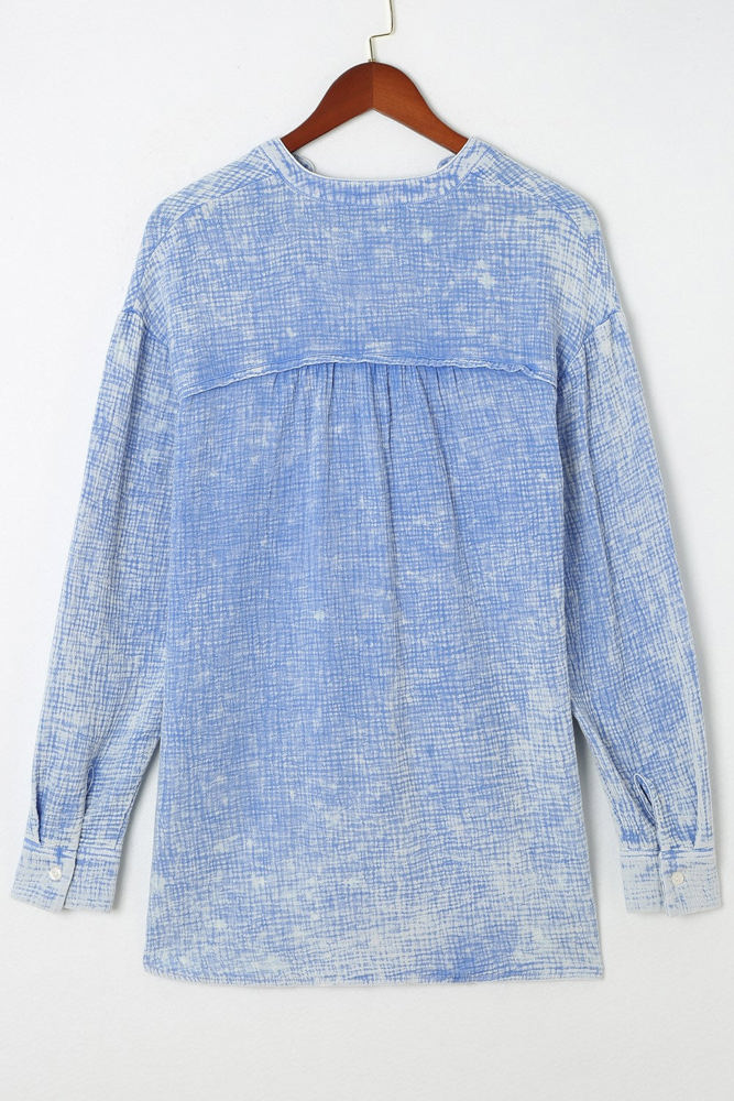 Crinkled Cotton Long Sleeve Top