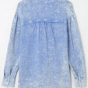 Small Blue Crinkled Cotton Long Sleeve Top