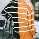  Contrasting Stripe Colorblock Drop Shoulder Pullover