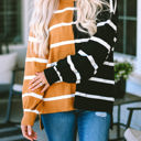  Contrasting Stripe Colorblock Drop Shoulder Pullover