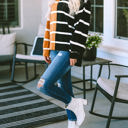 Small Black Contrasting Stripe Colorblock Drop Shoulder Pullover