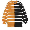 Small Black Contrasting Stripe Colorblock Drop Shoulder Pullover