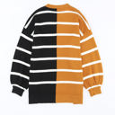 Small Black Contrasting Stripe Colorblock Drop Shoulder Pullover