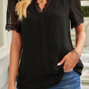 Large Black V Ruffled Dotted Top