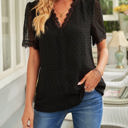 Large Black V Ruffled Dotted Top