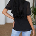 Large Black V Ruffled Dotted Top