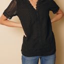 Medium Black V Ruffled Dotted Top