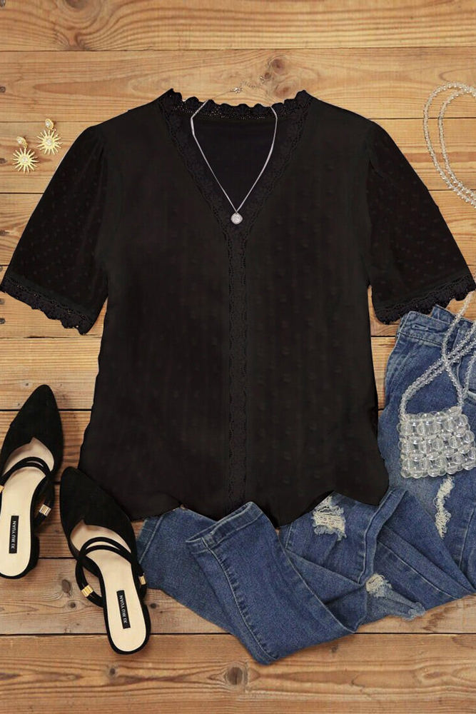 V Ruffled Dotted Top