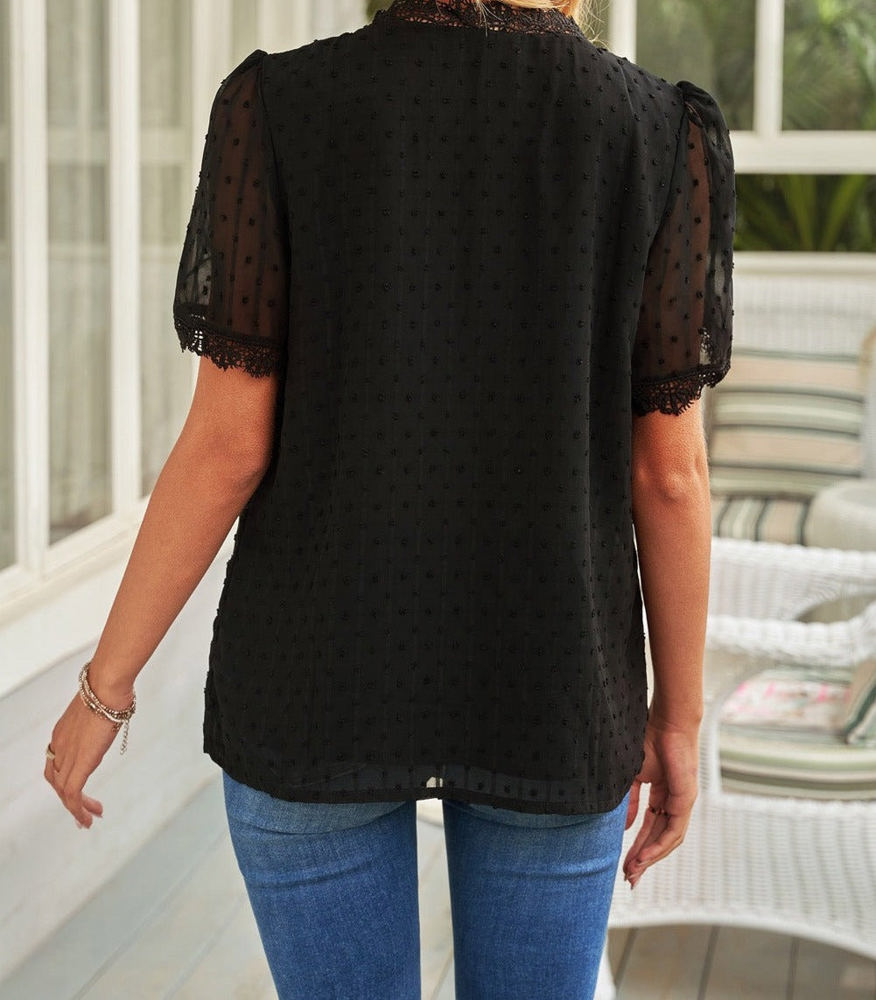 V Ruffled Dotted Top