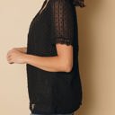 Small Black V Ruffled Dotted Top