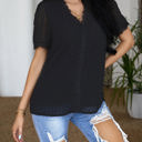 XXL Black V Ruffled Dotted Top