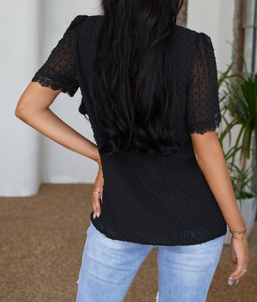 V Ruffled Dotted Top