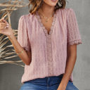 Medium Pink V Ruffled Dotted Top