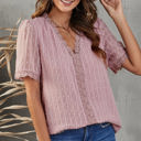 Medium Pink V Ruffled Dotted Top